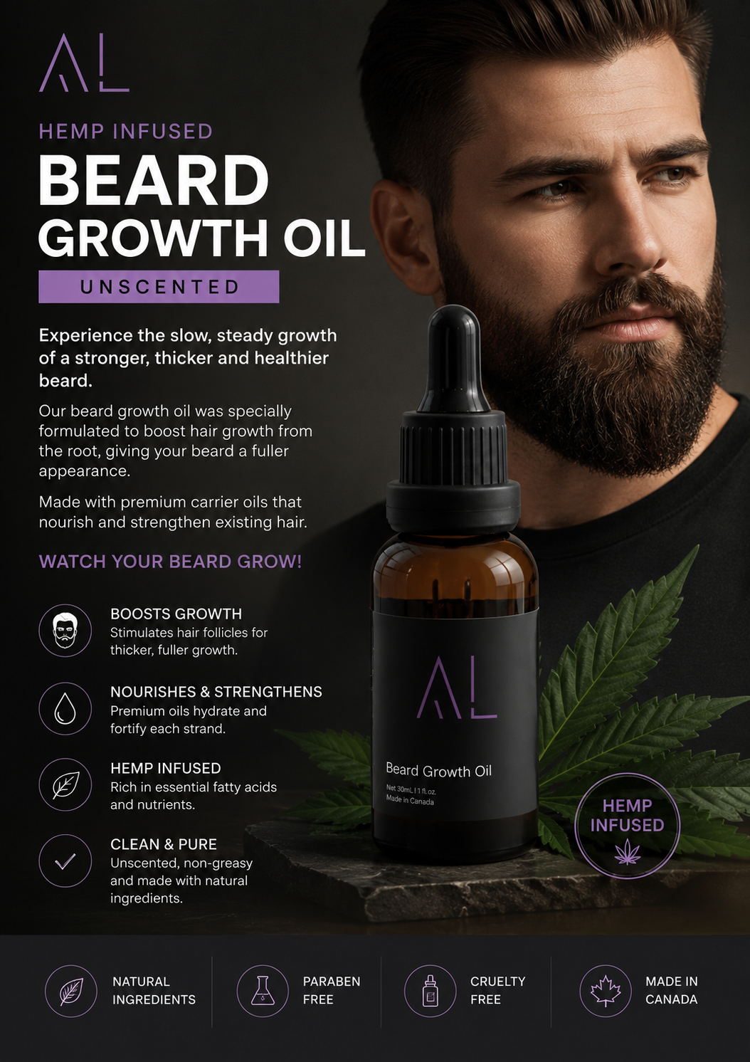 Hemp Infused Beard Growth Oil - Unscented